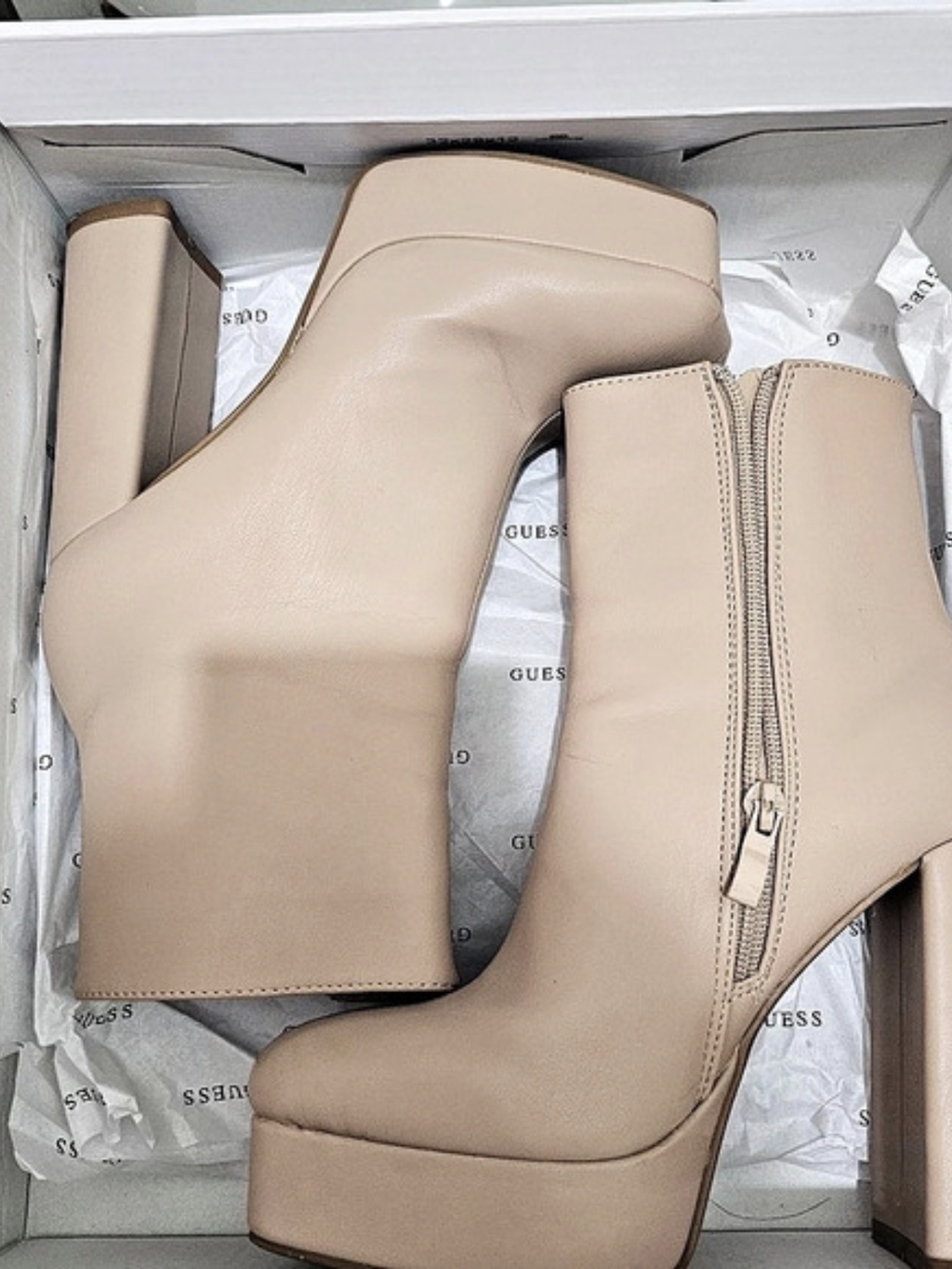 Guess Byra Platform Booties Beige
